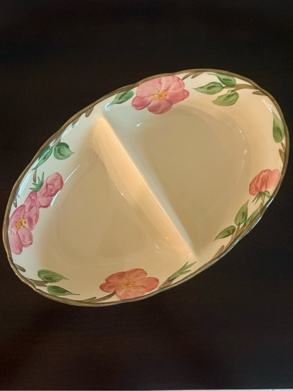 Franciscan Desert Rose Divided Vegetable Serving Bowl Made in England